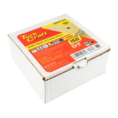 Gold Disc (50 Pieces) 150 Grit 125mm X 8 Holes Hook And Loop