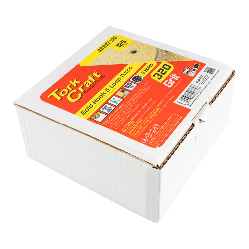 Gold Disc (50 Pieces) 320 Grit 125mm X 8 Holes Hook And Loop