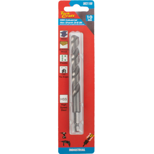 DRILL HSS 10.0MM 135DEG 1/CARD HEX SHANK INDUSTRIAL BIT DRILL HSS 10.0MM 135DEG 1/CARD HEX SHANK INDUSTRIAL BIT