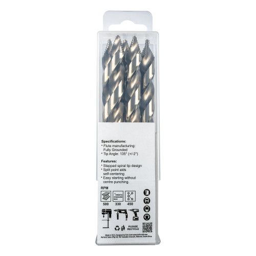 Precision-max Step Point 12.0mm Hss Dril 5 Pack