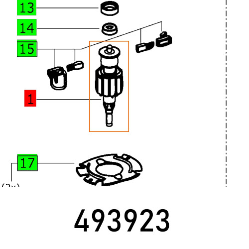 ARMATURE COMPL. DTS 400 ET-BG 230V ARMATURE COMPL. DTS 400 ET-BG 230V