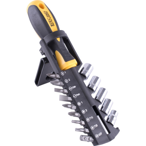 15PC SCREWDRIVER SET WITH BITS SOCKETS AND BELT CLIP 15PC SCREWDRIVER SET WITH BITS SOCKETS AND BELT CLIP