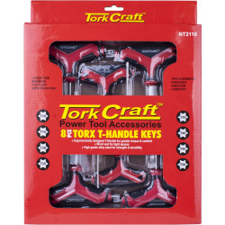 8PC TORX T-HANDLE WRENCH SET SIZES: T10-T15-T20-T25-T30-T40-T45-T50
