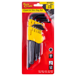 10PC HEX L-WRENCH  SET IMPERIAL 1/16,5/64, 3/32,1/8,5/32,3/16,7/32,1/4