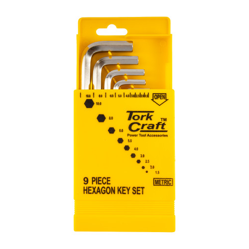 9pc Hex Key Set 1.5-10mm Cr-v In Plastic Case