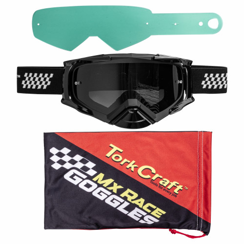 Tork Craft Mx Race Goggles Black & White Adult
