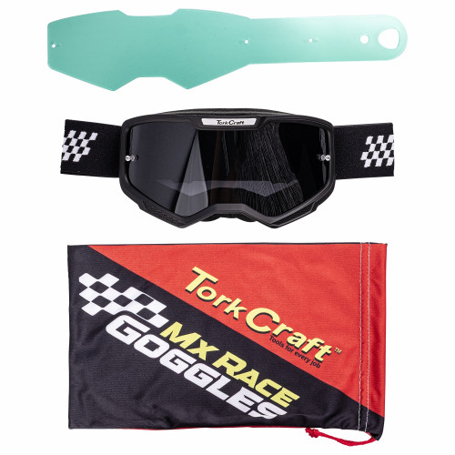 Tork Craft Mx Race Goggles Black & White Junior
