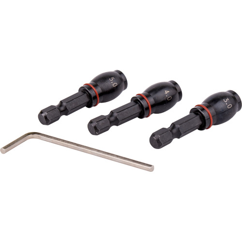 DRILL BIT ADAPTOR SET 3PC 3.4.5MM FEM RND- GRUB SCREW TYPE 1/4'M HEX S
