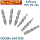 6PC 45MM DOUBLE END BIT SET PH1,2,3 PZ1,2,3 SL3,4,5,6,7MM 6PC 45MM DOUBLE END BIT SET PH1,2,3 PZ1,2,3 SL3,4,5,6,7MM