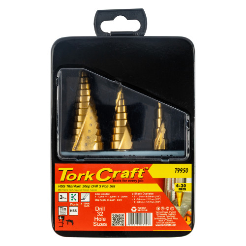 Step Drill Set 3 Pce Hss In Plastic Case