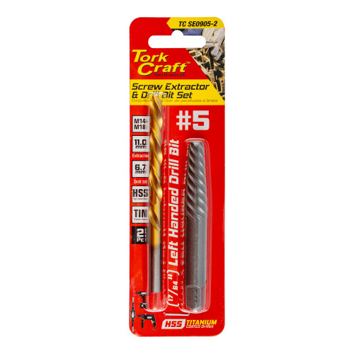 SCREW EXTRACTOR SET 2PC NO.5 WITH LEFT HAND DRILL BIT SCREW EXTRACTOR SET 2PC NO.5 WITH LEFT HAND DRILL BIT
