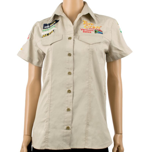 VERMONT LADIES 3/4 COTTON SHIRT STONE 3XL VERMONT LADIES 3/4 COTTON SHIRT STONE 3XL
