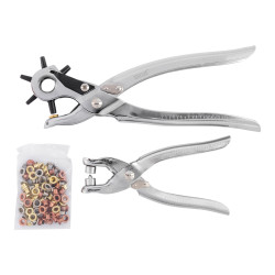 Leather Hole Punch & Grommet Setting Tool Kit C/w 100pc Eyelets 5mm