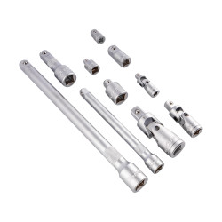 10PC ADAPTOR & EXTENTION SET 1/2', 1/4', 3/8'