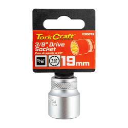 Socket 3/8"dr 19mm 12pt Crv