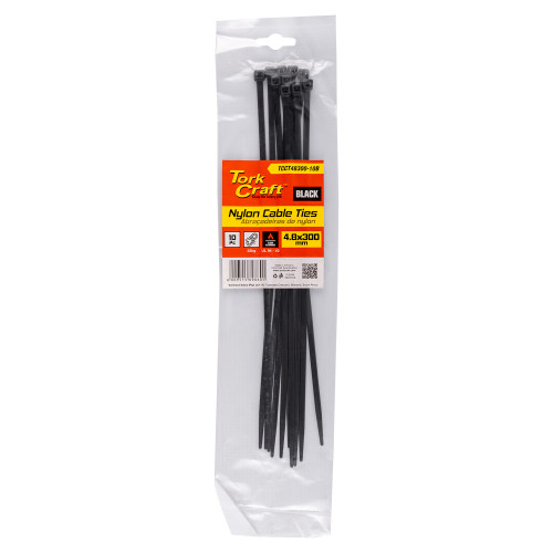 NYLON CABLE TIES 4.8MM X 300MM BLACK 10PC NYLON CABLE TIES 4.8MM X 300MM BLACK 10PC