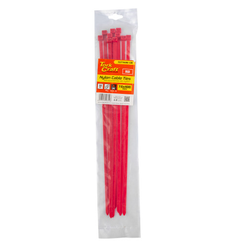 NYLON CABLE TIES 7.6MM X 400MM RED 10PC NYLON CABLE TIES 7.6MM X 400MM RED 10PC