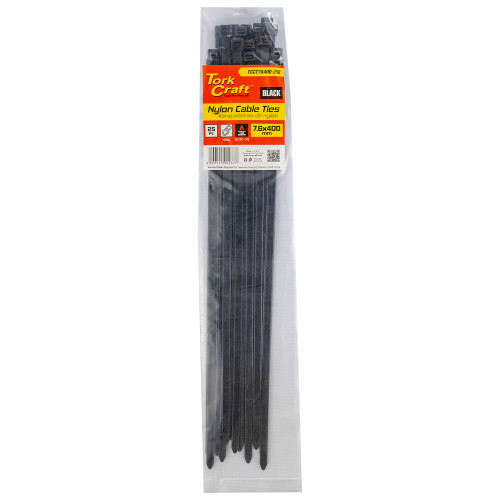 NYLON CABLE TIES 7.6MM X 400MM BLACK 25PC NYLON CABLE TIES 7.6MM X 400MM BLACK 25PC