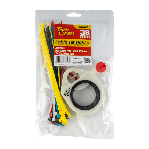 Cable Tie Holder 38mm C/w Carabiner Clip Lumin Material 50pc Ass. Cabl