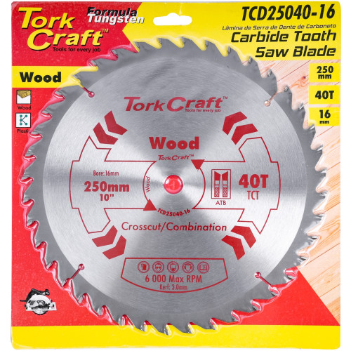 BLADE TCT 250 X 40T 16MM GENERAL PURPOSE COMBINATION BLADE TCT 250 X 40T 16MM GENERAL PURPOSE COMBINATION