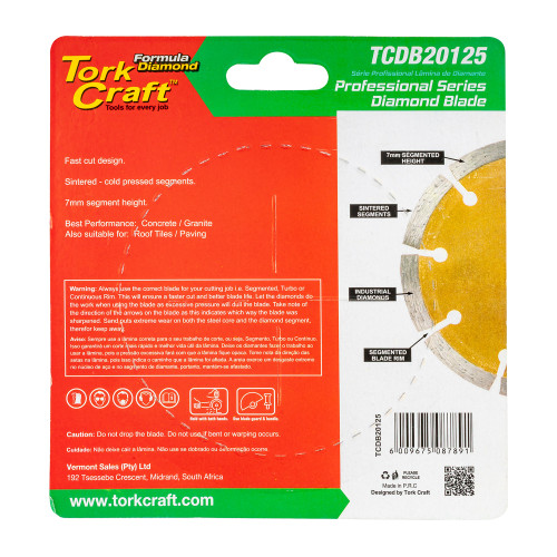 Diamond Blade Segmented 125x22.22mm Sintered Profesional