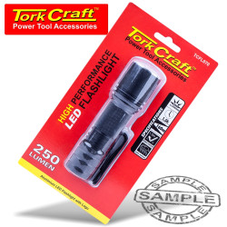 Torch Led Alum. 250lm Blk Use 3 X Aaa Batteries Tork Craft Flash Light
