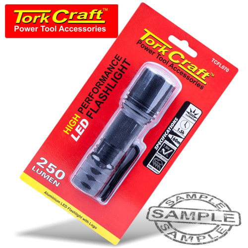 Torch Led Alum. 250lm Blk Use 3 X Aaa Batteries Tork Craft Flash Light Torch Led Alum. 250lm Blk Use 3 X Aaa Batteries Tork Craft Flash Light