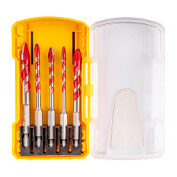 Glass & Tile Drill Flute Set 5pc 4/5/6/8/10mm In Plastic Case