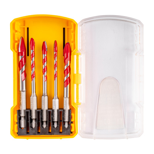 Glass & Tile Drill Flute Set 5pc 4/5/6/8/10mm In Plastic Case