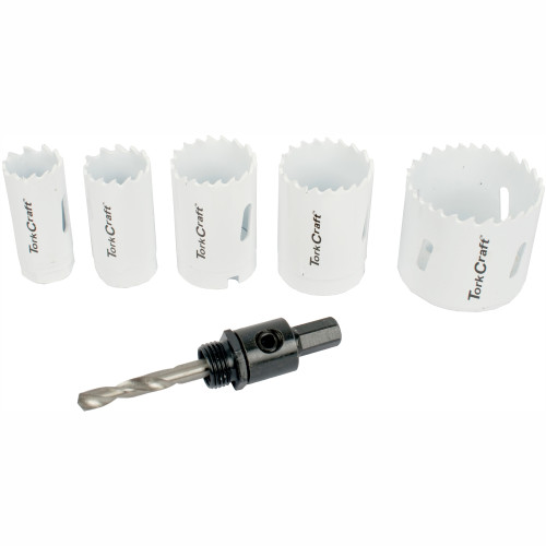 HOLE SAW SET 6PCE BI-METAL (22/25/32/35/51MM & 3/8 HEX MANDREL) HOLE SAW SET 6PCE BI-METAL (22/25/32/35/51MM & 3/8 HEX MANDREL)