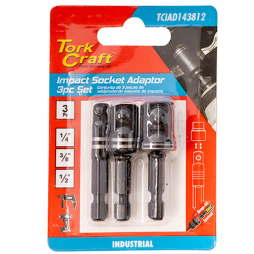 IMPACT SOCKET ADAPTOR 3PC SET 1/4' 3/8' 1/2' IMPACT SOCKET ADAPTOR 3PC SET 1/4' 3/8' 1/2'