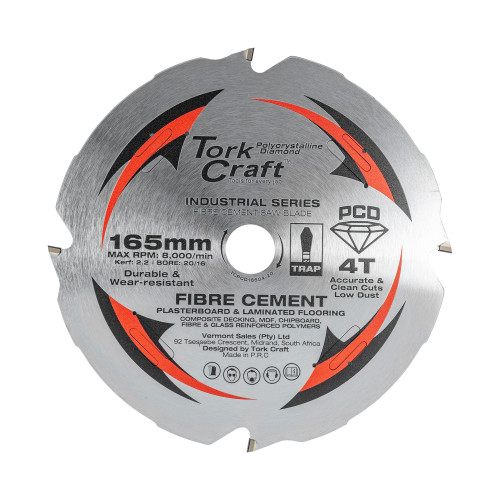 Pcd Saw Blade 165mm X 4t X20/16mm Fibre Cem. Mdf Chipboard