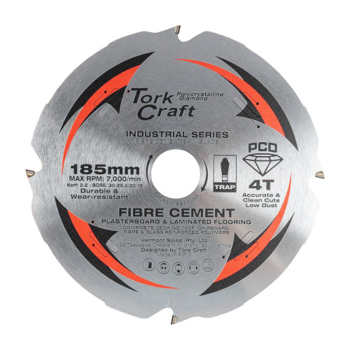 Pcd Saw Blade 185mm X 4t X 30/20/16mm Fibre Cem. Mdf Chipboard