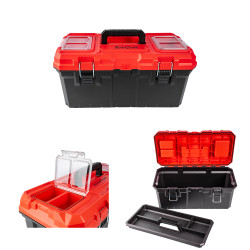 Heavy Duty Plastic Tool Box With Organizer Red/black 415mm