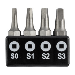 Screwdriver Bit Set Square Recess 4pce 25mm Sq0.1.2.3