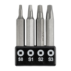 Screwdriver Bit Set Square Recess 4pce 50mm Sq0.1.2.3